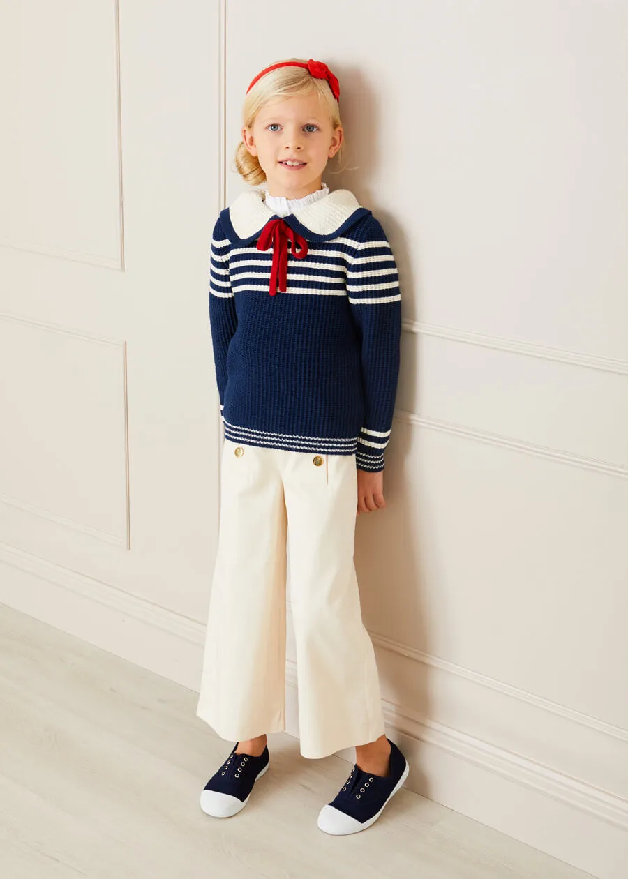 Striped Mariner Collar Jumper in Navy (12mths-10yrs)