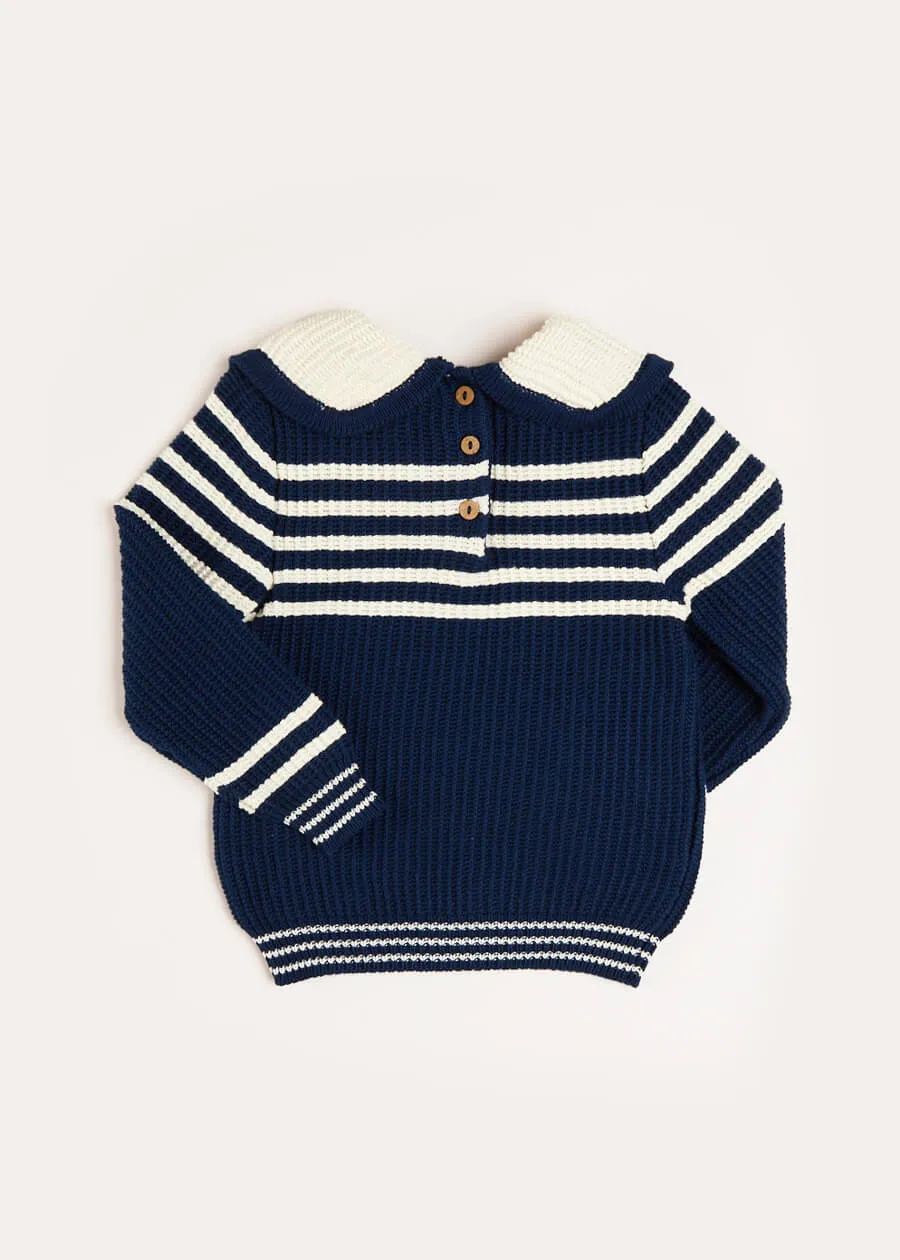 Striped Mariner Collar Jumper in Navy (12mths-10yrs)