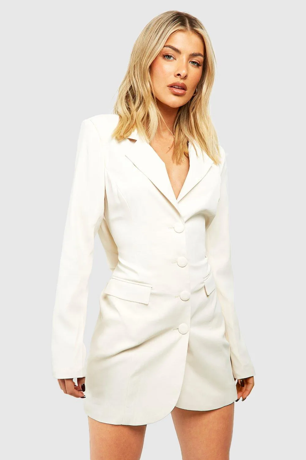 Tailored Low Cowl Back Fitted Blazer Dress