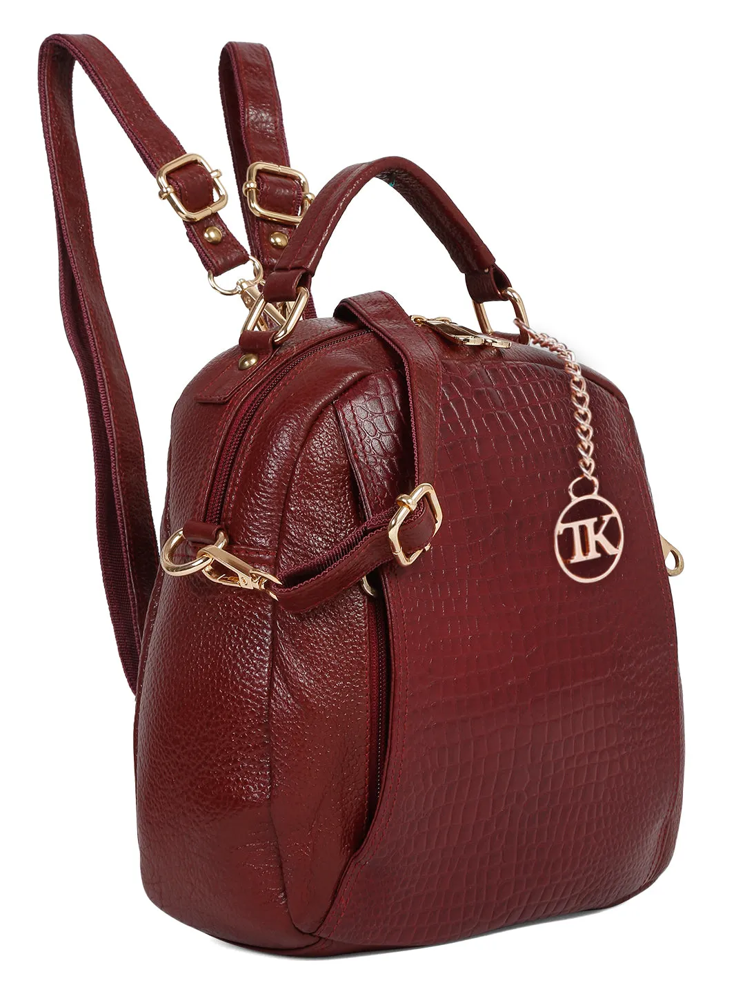 Teakwood Leather Textured Women Backpack