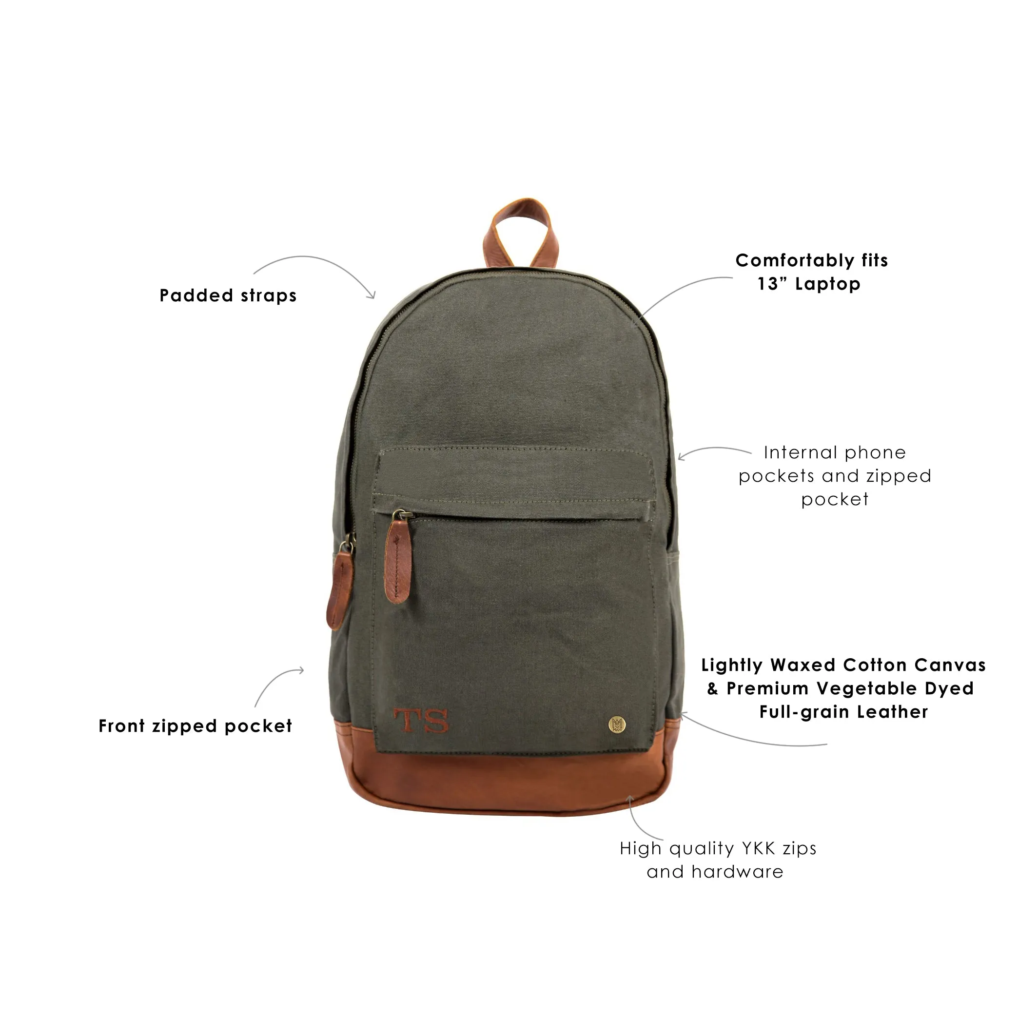 The Classic Backpack - Green Canvas