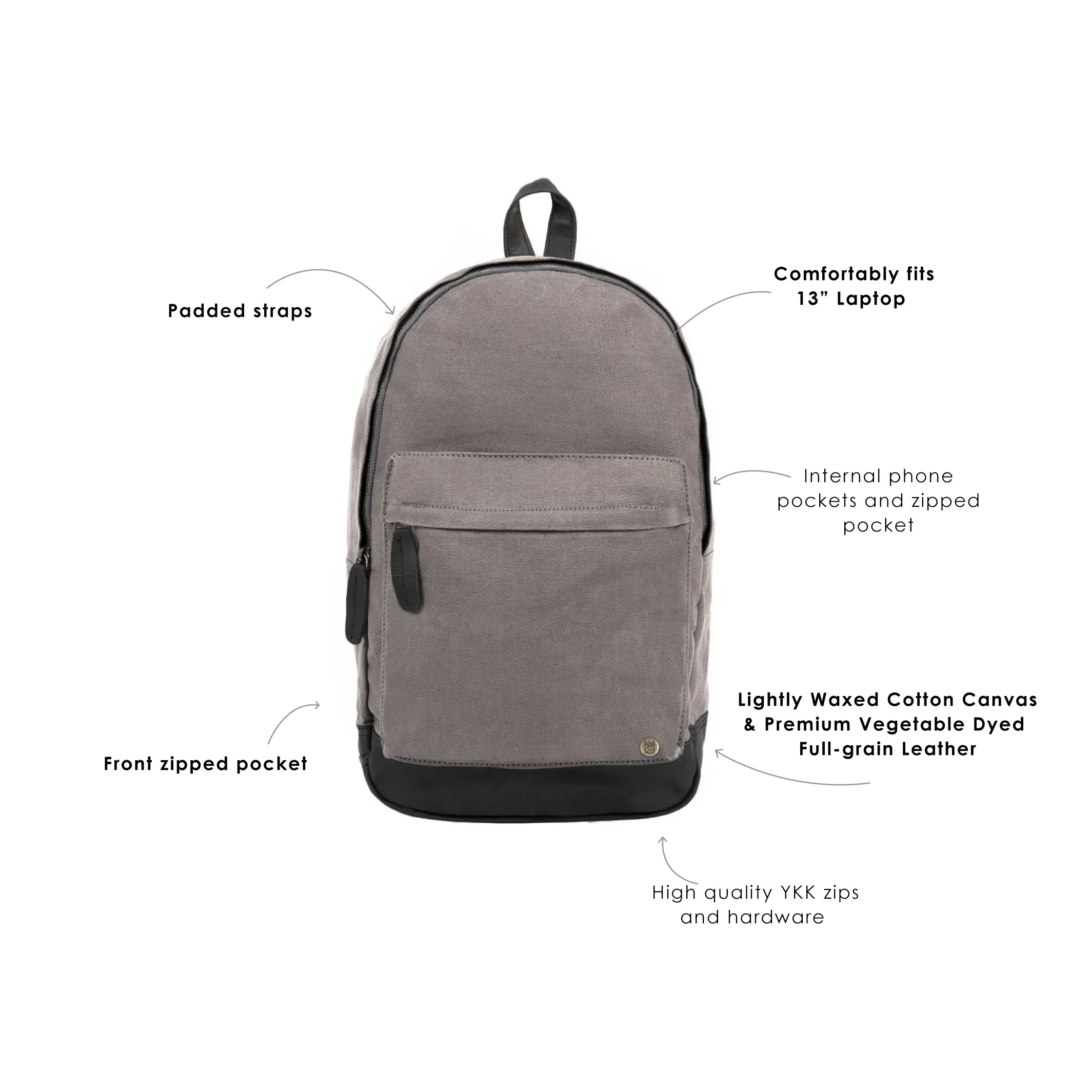 The Classic Backpack - Grey Canvas