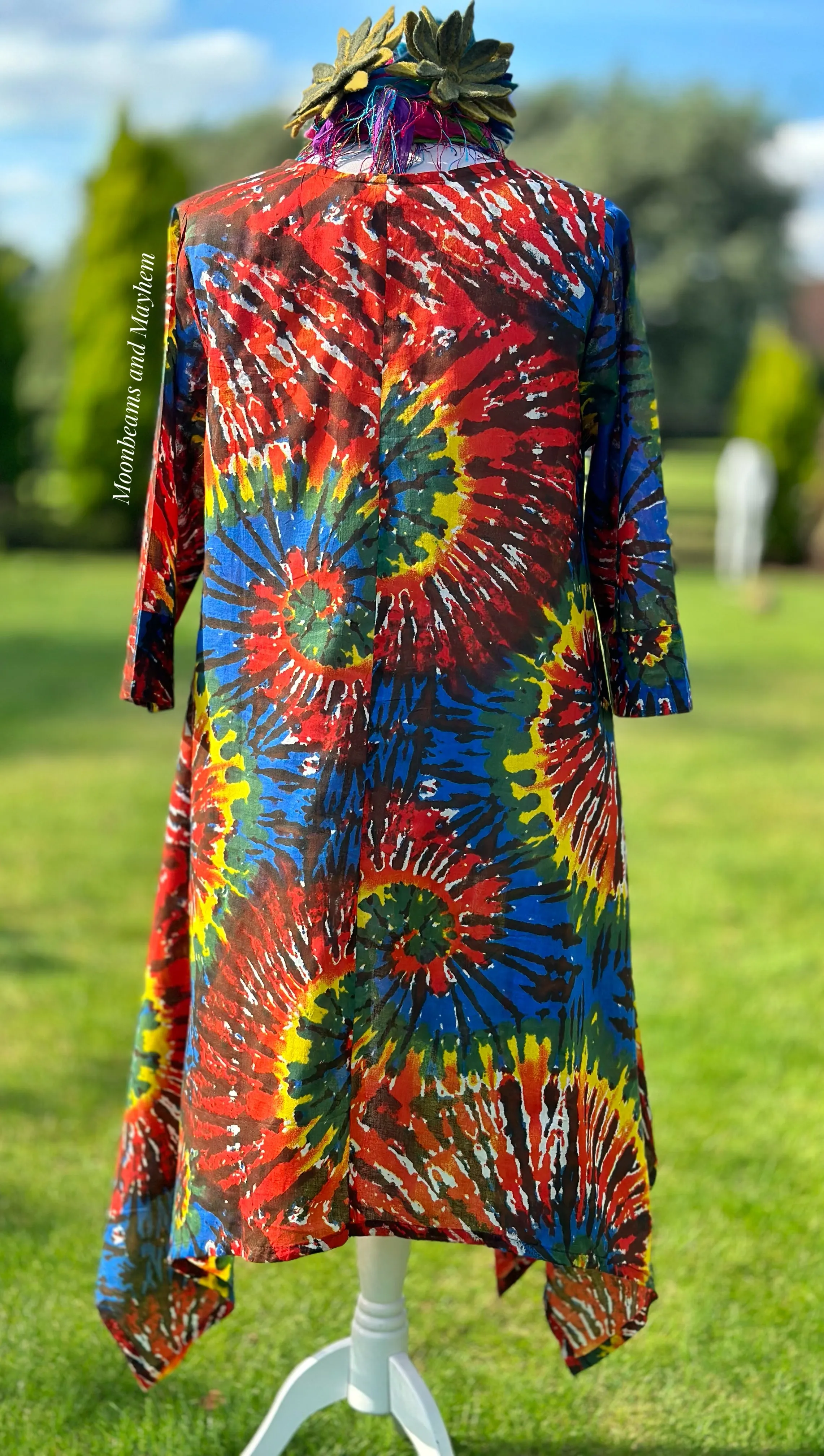 TIE DYE COTTON SMOCK DRESS / TUNIC SIZE L / XL (432)