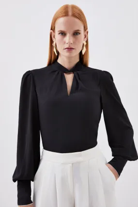 Twisted Neck Woven Blouse | Karen Millen