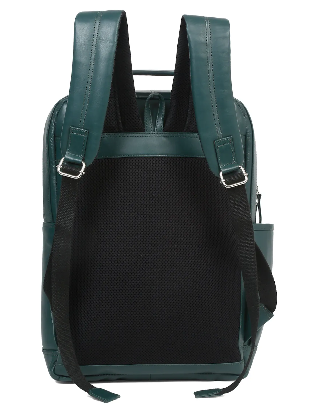 Unisex Leather Solid Green Backpack