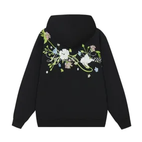 Vine Floral Embroidery Fleece Hoodie