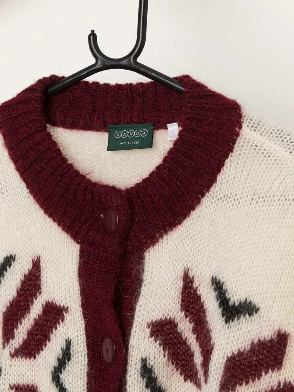 Vintage Christmas mohair blend Christmas cardigan, longline – Large