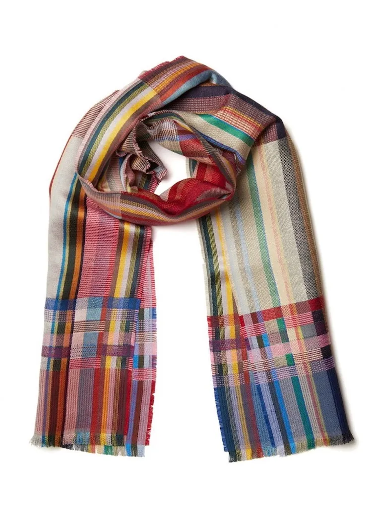 Wallace + Sewell | Aldine Pomegranate Silk + Linen Scarf