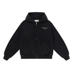 Washed Logo Zip-Up Hoodie