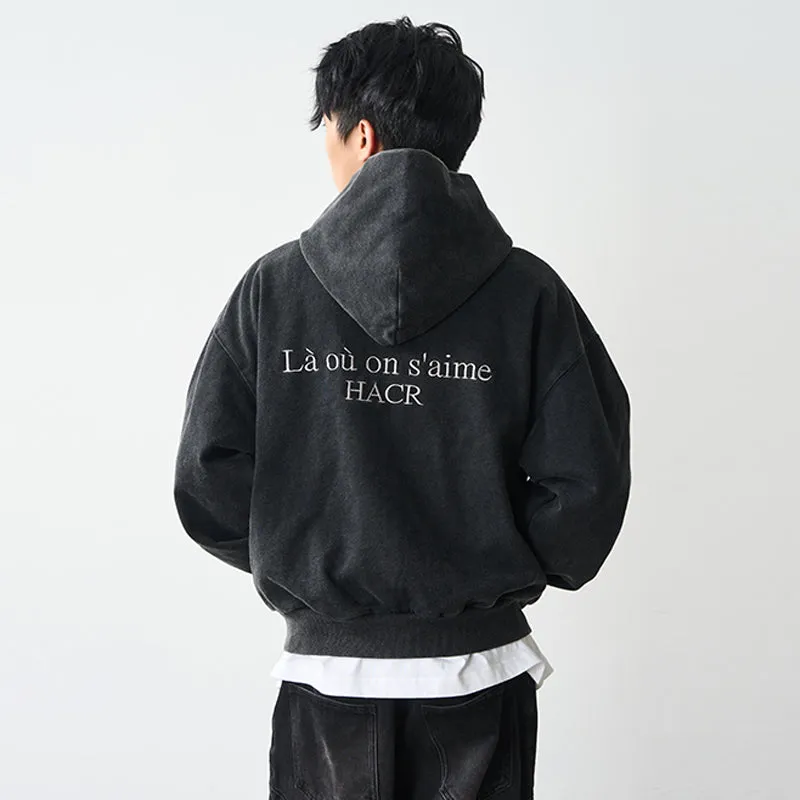 Washed Logo Zip-Up Hoodie