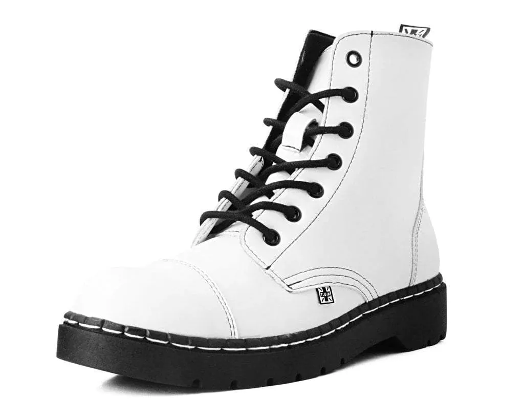 White TUKskin  7-Eye Capped Toe Boot