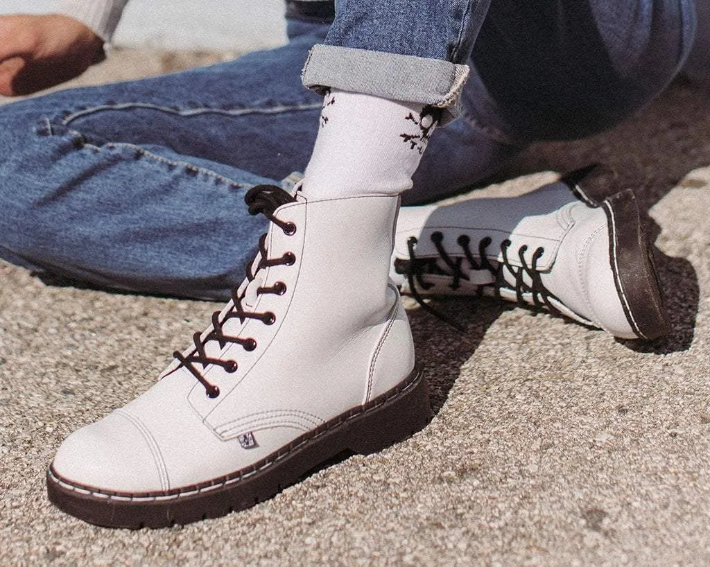 White TUKskin  7-Eye Capped Toe Boot