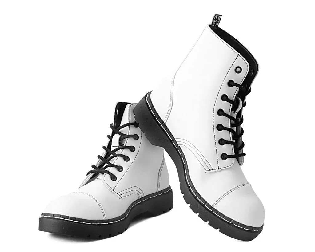 White TUKskin  7-Eye Capped Toe Boot