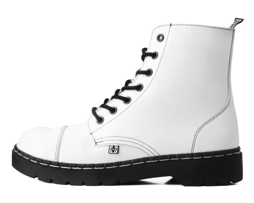 White TUKskin  7-Eye Capped Toe Boot