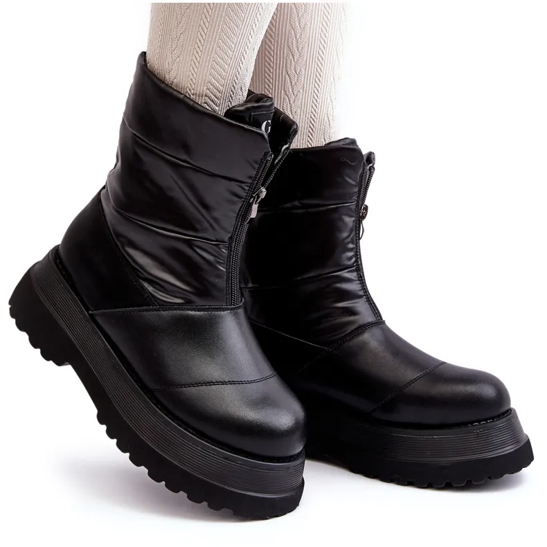 Women's Snow Boots On A Thick Sole With A Zipper GOE MM2N4078 Black