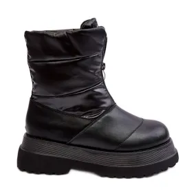 Women's Snow Boots On A Thick Sole With A Zipper GOE MM2N4078 Black