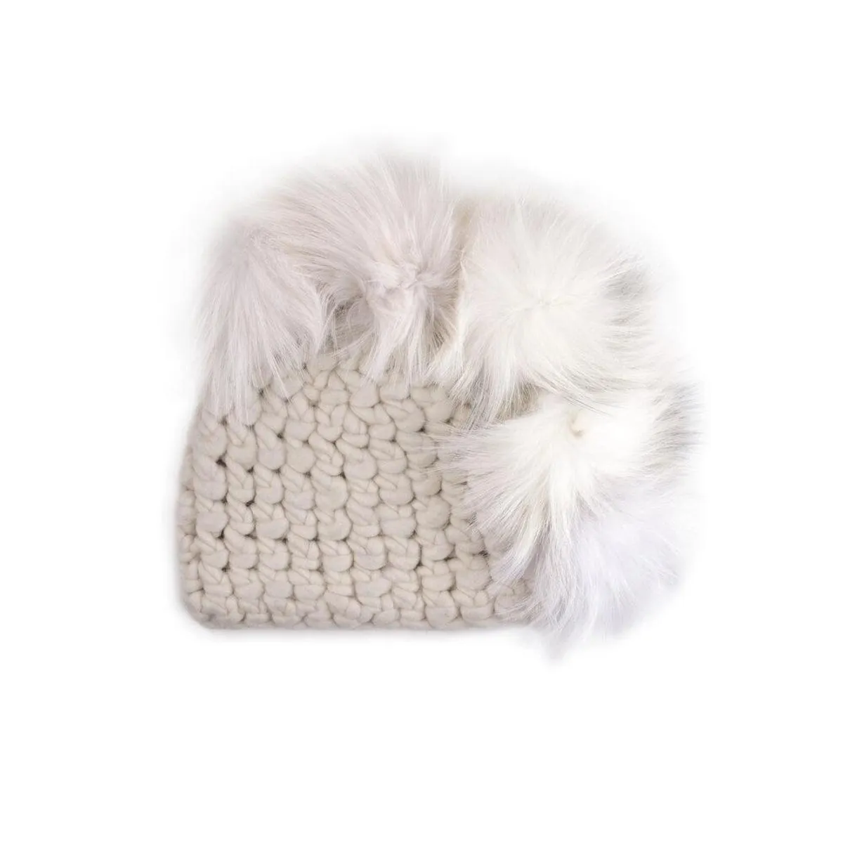 XL poms beanies - white pohawk/arctic white