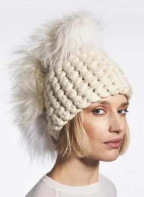 XL poms beanies - white pohawk/arctic white