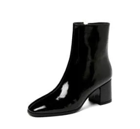 Y2K Zipper Patent Leather Boots