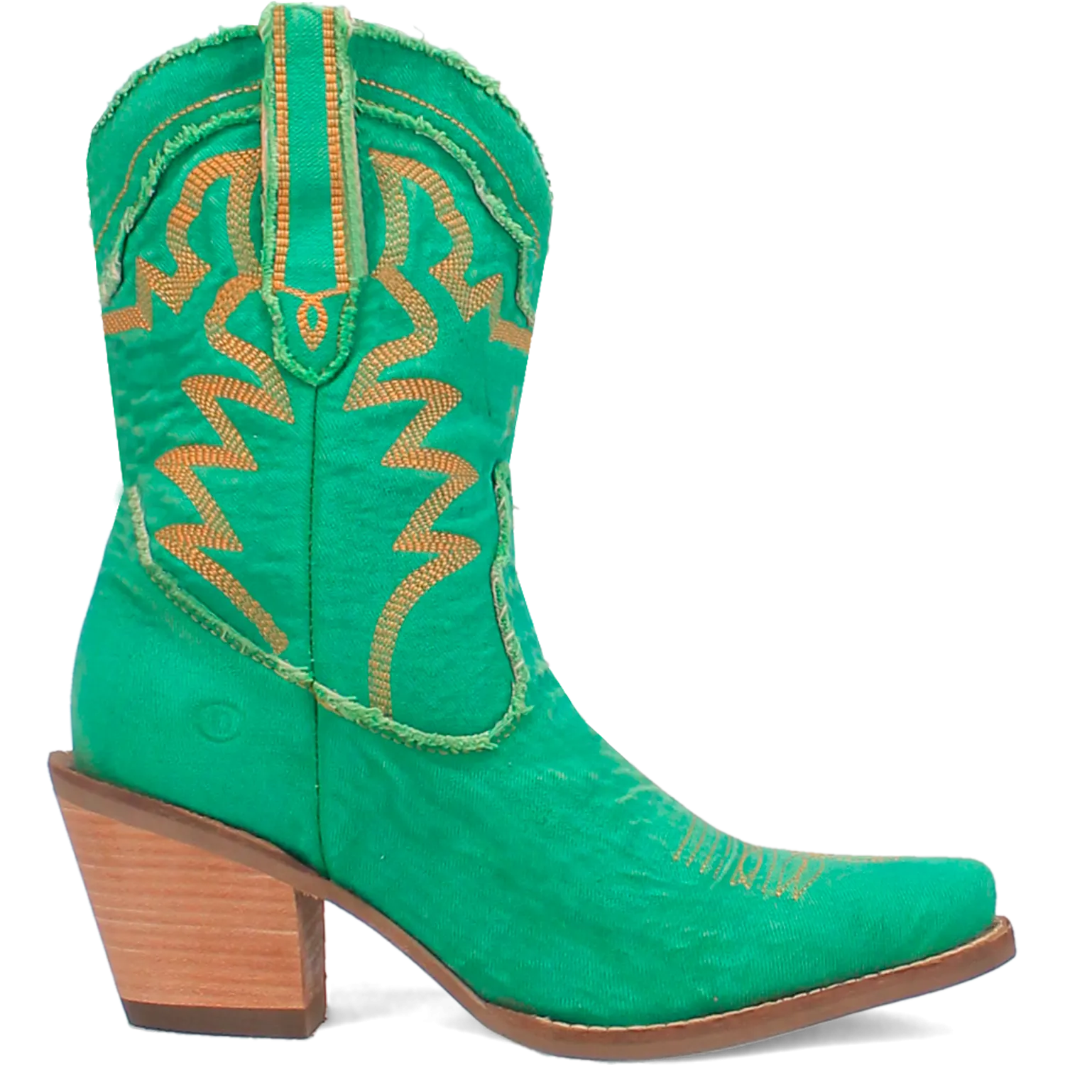 Y'all Need Dolly Distressed Green Denim Embroidered Boots (DS)