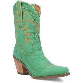 Y'all Need Dolly Distressed Green Denim Embroidered Boots (DS)