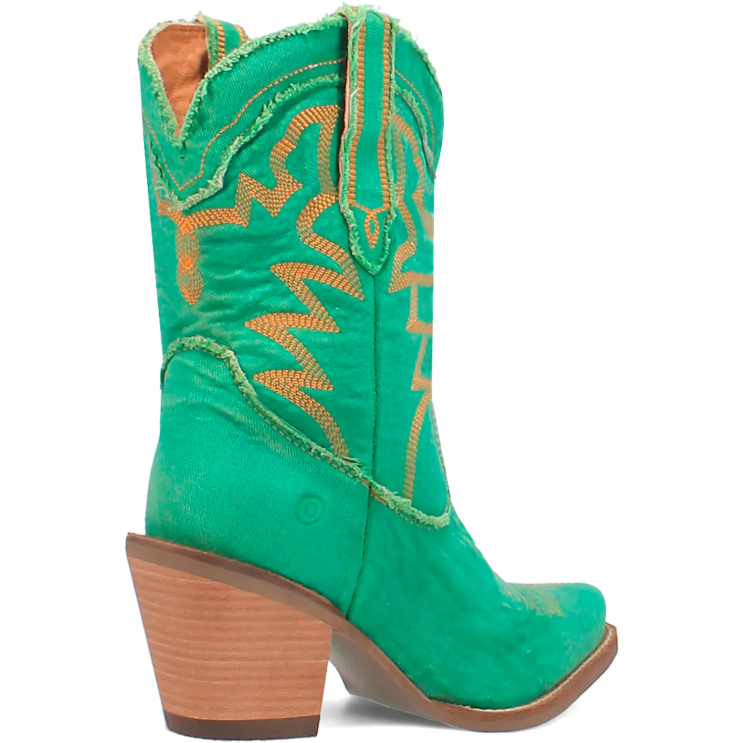 Y'all Need Dolly Distressed Green Denim Embroidered Boots (DS)